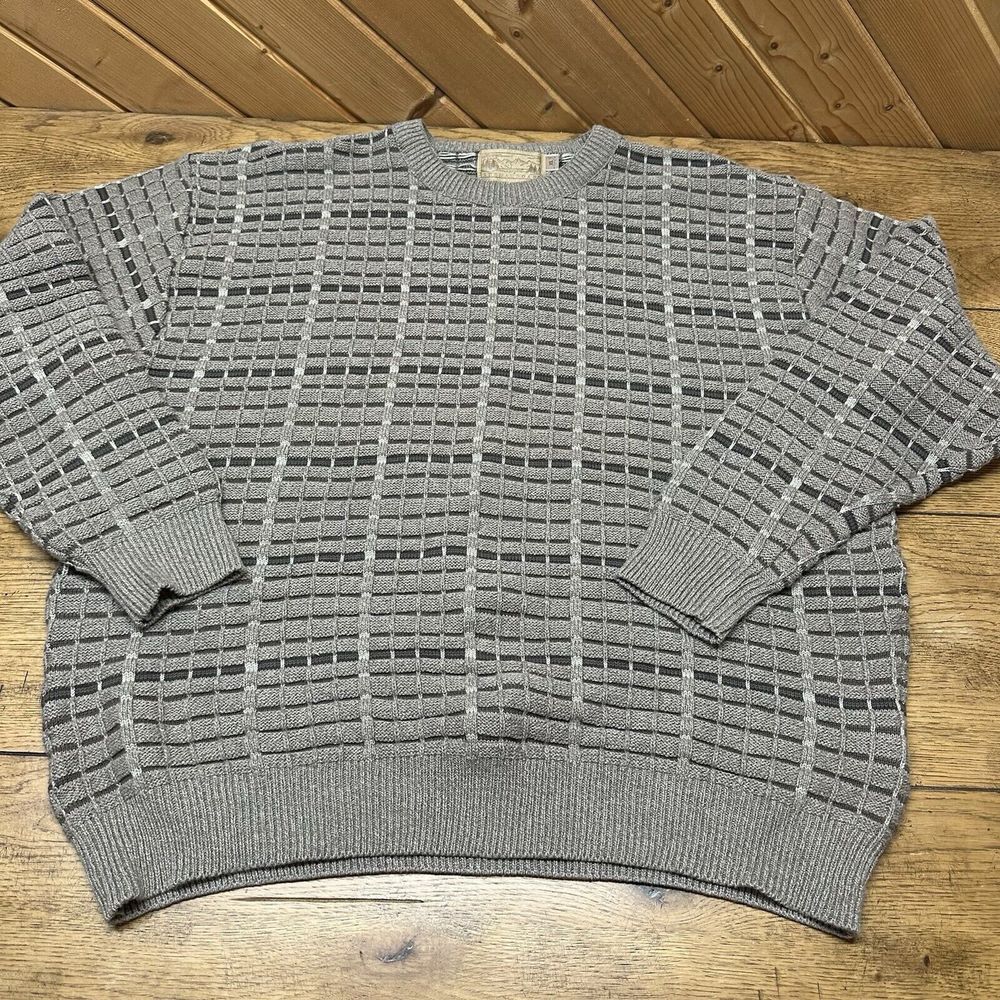 Vintage 90s Shenandoah Sweater Men's XL Textured 3D Knit Geometric Crewneck USA